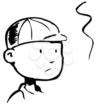 Royalty Free Clipart Image of a Boy In a Ballcap