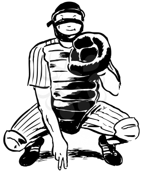 Royalty Free Clipart Image of a Baseball Catcher