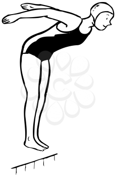 Royalty Free Clipart Image of a Woman Ready to Take a Dive
