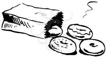 Royalty Free Clipart Image of a Bag of Donuts