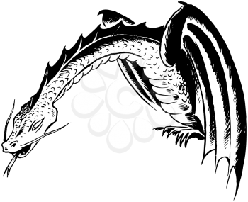 Royalty Free Clipart Image of a Flying Dragon