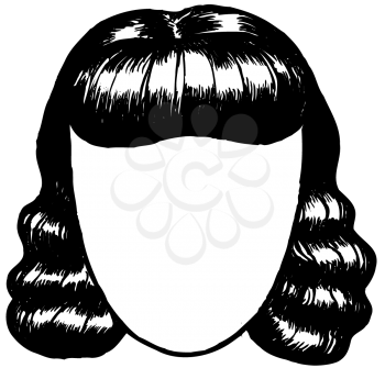 Royalty Free Clipart Image of a Woman's Blank Face and Wavy Hair