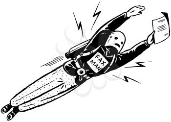 Royalty Free Clipart Image of a Fax Man