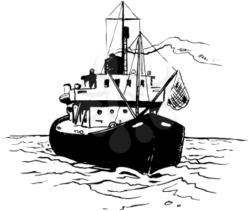 Royalty Free Clipart Image of a Fishing Boat