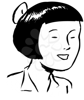 Royalty Free Clipart Image of a Girl With a Bow in the Back of Her Hair