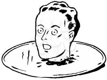 Royalty Free Clipart Image of a Head on a Platter
