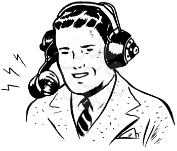 Royalty Free Clipart Image of a Man With a Headset