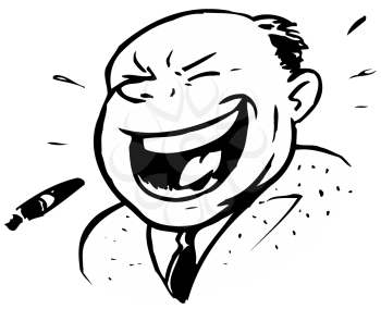 Royalty Free Clipart Image of a Man Spitting Out His Cigar While Laughing