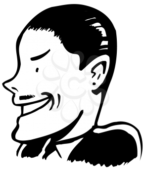 Royalty Free Clipart Image of
a Man With Slicked Hair and a Pencil Moustache