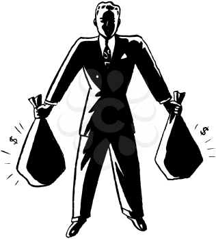 Royalty Free Clipart Image of a Man Holding Money Bags