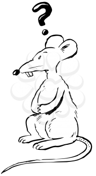 Royalty Free Clipart Image of a Rodent With a Question