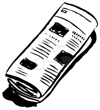 Royalty Free Clipart Image of a Rolled Newspaper