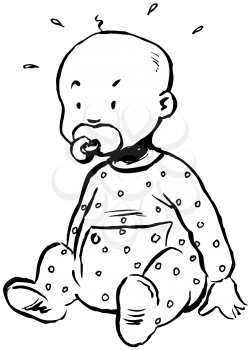 Royalty Free Clipart Image of a Baby With a Pacifier