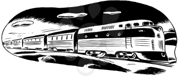 Royalty Free Clipart Image of a Passenger Train