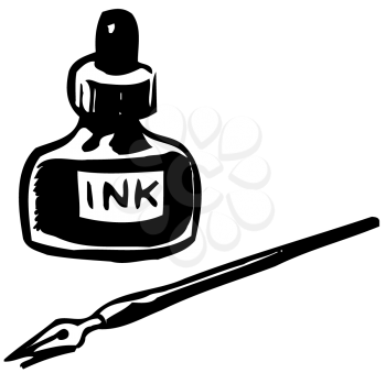 Royalty Free Clipart Image of Pen and Ink