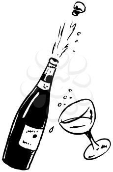 Royalty Free Clipart Image of a Champagne Cork Being Popped