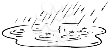 Royalty Free Clipart Image of Rain and a Puddle