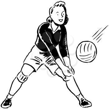 Royalty Free Clipart Image of a Volleyball Return
