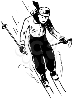 Royalty Free Clipart Image of a Downhill Skier