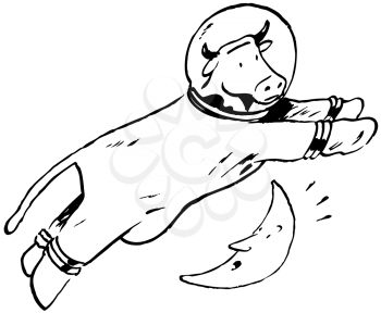 Royalty Free Clipart Image of a Cow Jumping Over the Moon