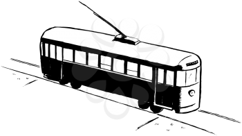 Royalty Free Clipart Image of a Streetcar
