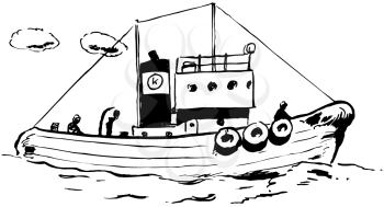 Royalty Free Clipart Image of a Tugboat
