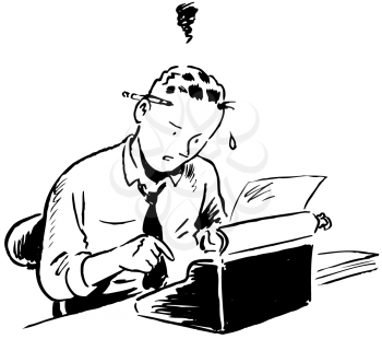 Royalty Free Clipart Image of a Man Typing