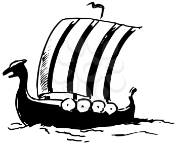 Royalty Free Clipart Image of a Viking Ship