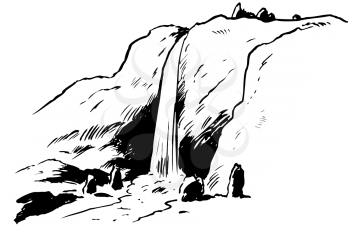Royalty Free Clipart Image of a Waterfall