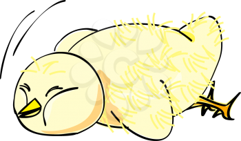 Royalty Free Clipart Image of a Chick Laying Down