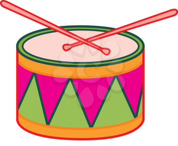 Royalty Free Clipart Image of a Drum and Drumsticks