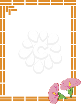 Royalty Free Clipart Image of a Rectangular Frame With Lilies