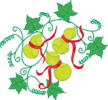 Royalty Free Clipart Image of Oriental Fruit and Ivy