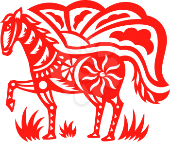 Royalty Free Clipart Image of an Oriental Horse
