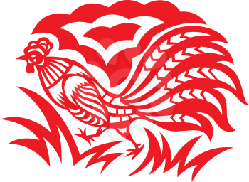 Royalty Free Clipart Image of an Oriental Rooster
