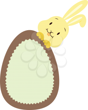 Royalty Free Clipart Image of an Easter Bunny and an Egg