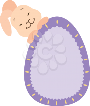 Royalty Free Clipart Image of an Easter Bunny and an Egg