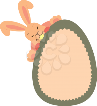 Royalty Free Clipart Image of an Easter Bunny Behind an Egg