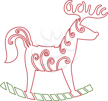 Royalty Free Clipart Image of a Reindeer Rocking Horse