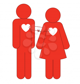 Royalty Free Clipart Image of Two People Tied Together By Love