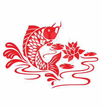 Royalty Free Clipart Image of a Koi Fish Swimming