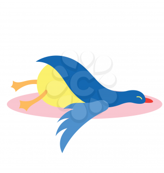 Royalty Free Clipart Image of a Bird Lying Down on Its Stomach