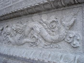 Royalty Free Photo of an Architectural Stone Dragon