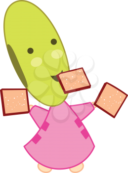 Royalty Free Clipart Image of a Little Person With Food