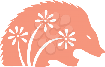 Royalty Free Clipart Image of a Porcupine With Flowers