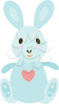 Royalty Free Clipart Image of a Blue Rabbit With a Heart on Its Chest