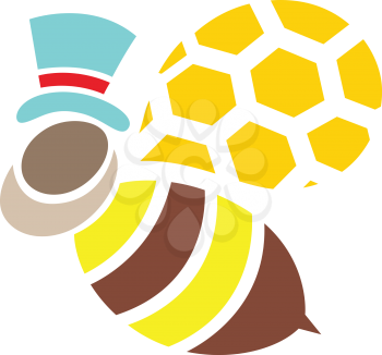 Royalty Free Clipart Image of a Bee in a Top Hat