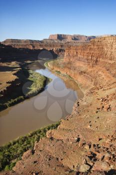 Royalty Free Photo of an Aerial of Colorado River Landscape in Utah, USA