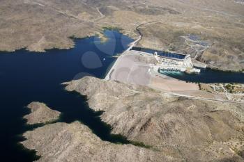 Royalty Free Photo of an Aerial of Davis Dam on the Border of Arizona and Nevada, USA