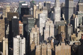 Royalty Free Photo of an Aerial View of Manhattan Buildings in New York City